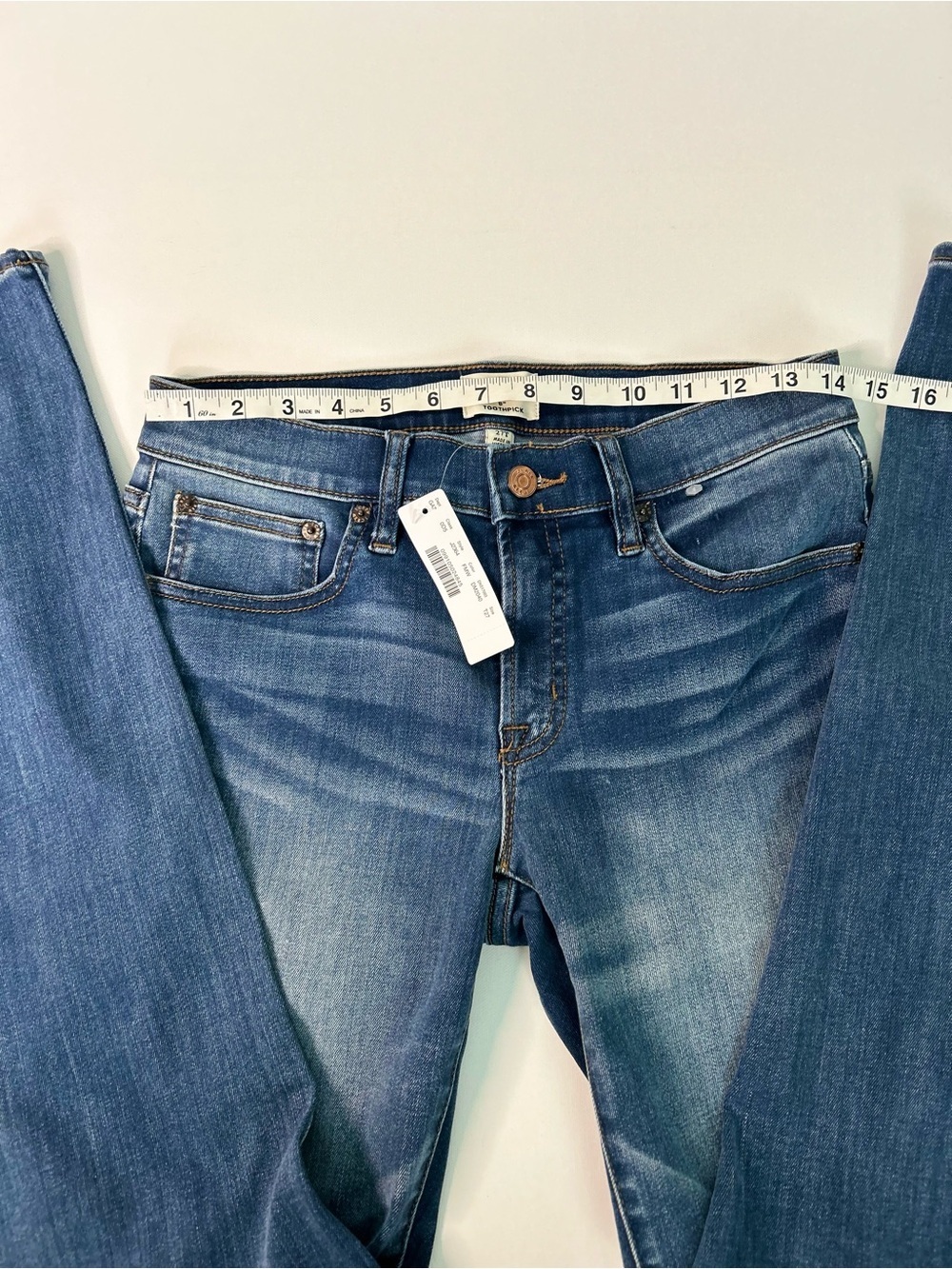NWT J.Crew 8" Toothpick Tall Skinny Jeans Medium Wash Distressed Size 27T - Picture 7 of 10